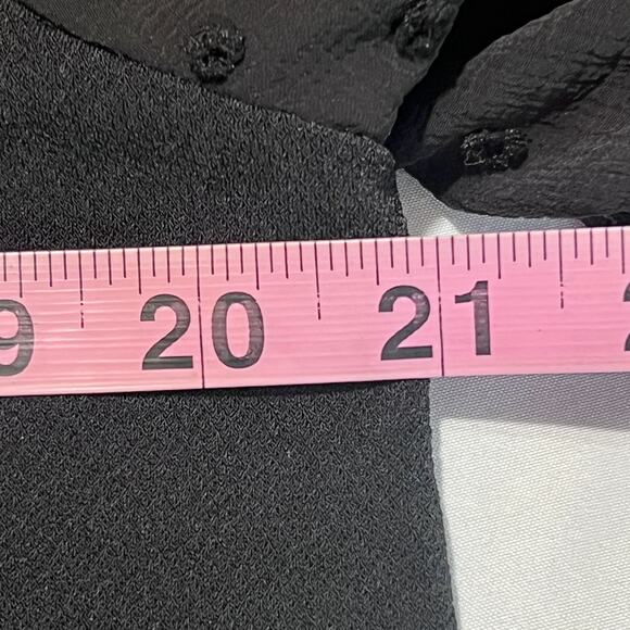 Adrianna Papell Size Large Black Puff Sleeve Swiss Dot Top Blouse Elegant Dressy - Picture 7 of 7